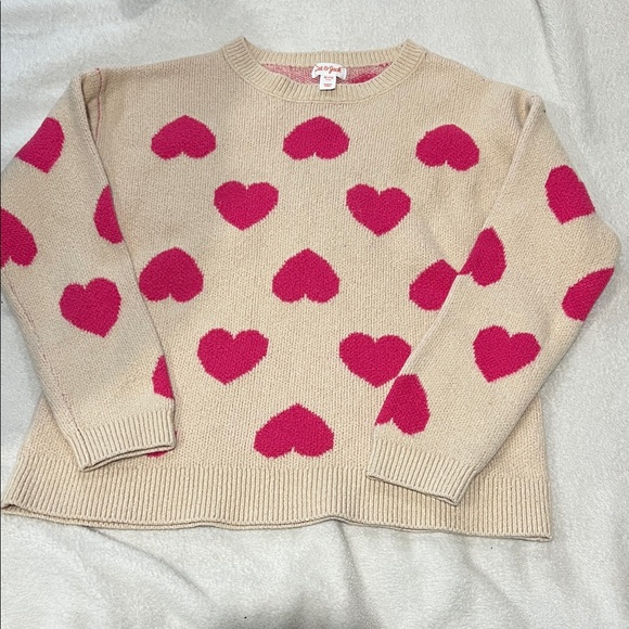 Cat & Jack Other - Cat & Jack Heart Pattern Sweater - Cream and Pink sx XL /14